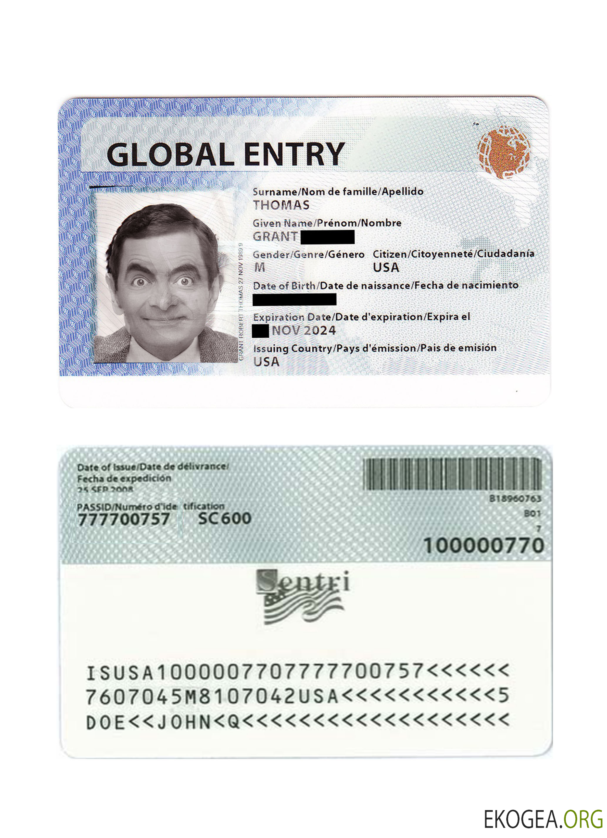 Carte d'entrée mondiale aux États Unis